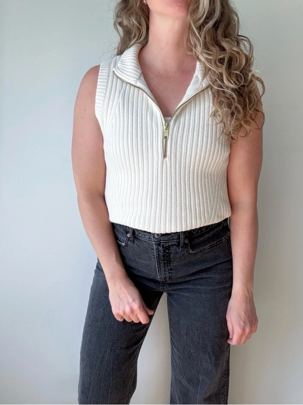 Talbots Ribbed Quarter-Zip Knit Top - Picture 4 of 4